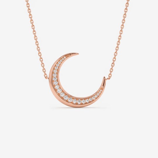 Mondanhänger-Halskette aus 10-karätigem Roségold mit Labordiamanten