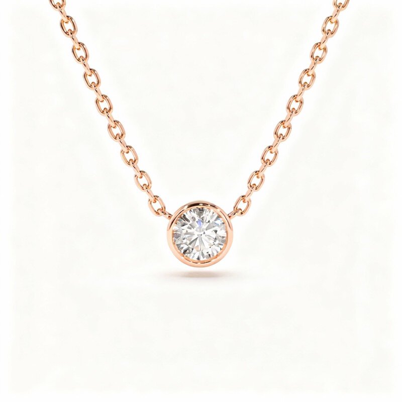 Collar con colgante de diamantes de laboratorio en oro rosa de 14 quilates-1