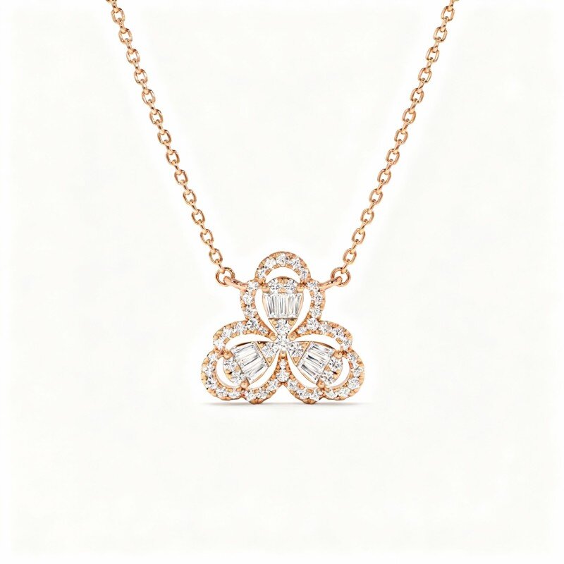 10K Rose Gold Laboratory Diamonds Pendant Necklace-1