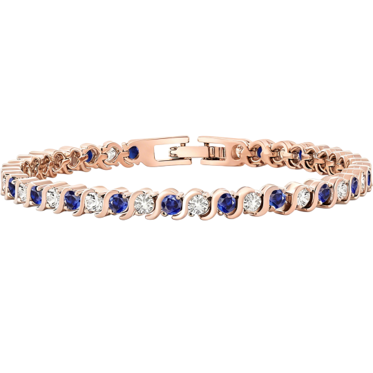 10K Rose Gold Laboratory Diamonds & Sapphire Tennis Bracelet