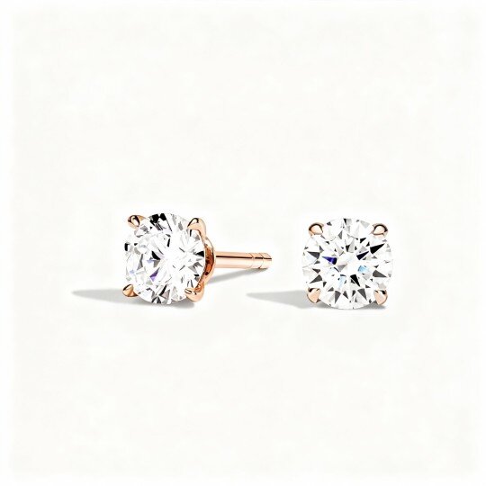 10K Rose Gold Laboratory Diamonds Stud Earrings