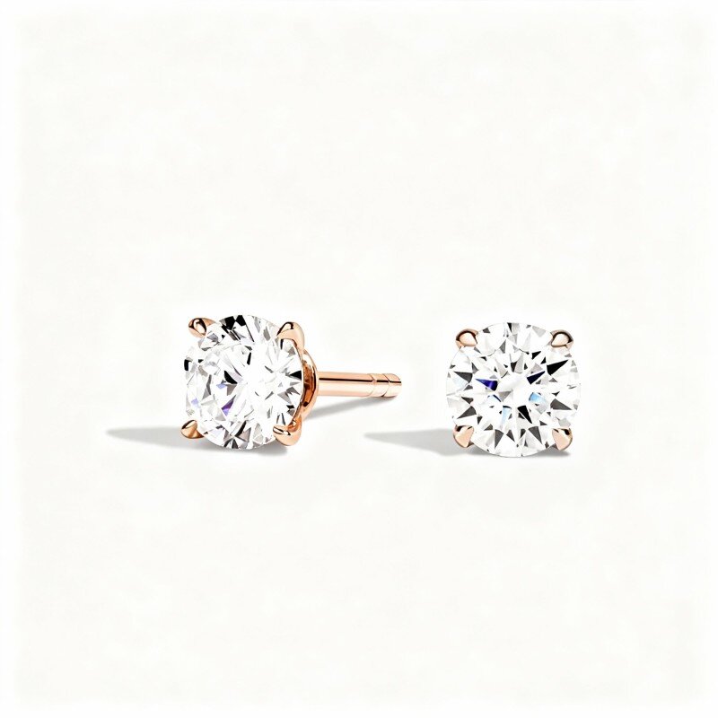 10K Rose Gold Laboratory Diamonds Stud Earrings-8