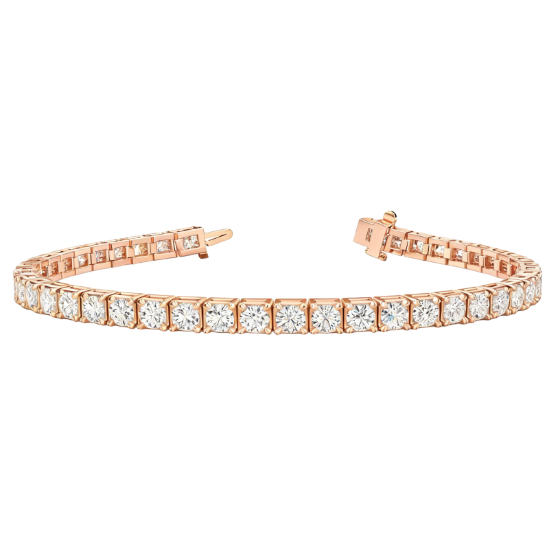 Pulsera de tenis de oro rosa de 14 quilates con diamantes de laboratorio-1