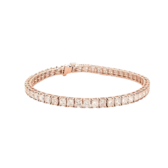 Pulseira de ténis em ouro rosa 10K com diamantes de laboratório