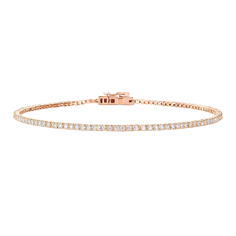 Pulsera de tenis de oro rosa de 14 quilates con diamantes de laboratorio-1