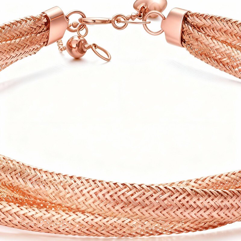 سوار متعدد الطبقات من الذهب الوردي عيار 10 قيراط-1