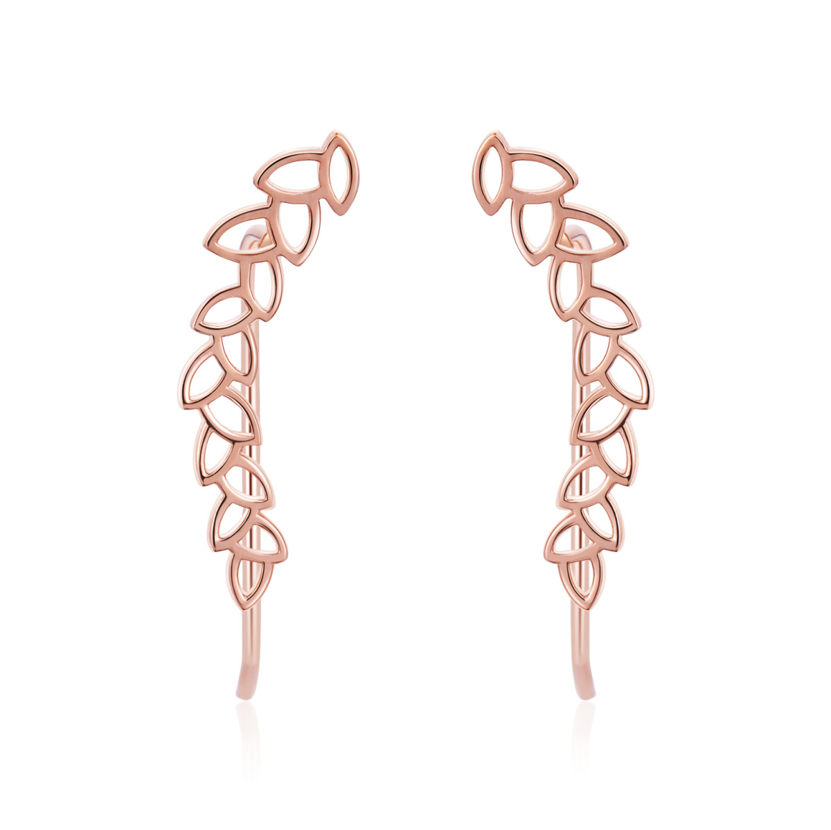 Boucles d'oreilles feuilles grimpantes en or rose 18K-1