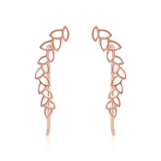 10K Rose Gold Leaves Climber Earrings-53