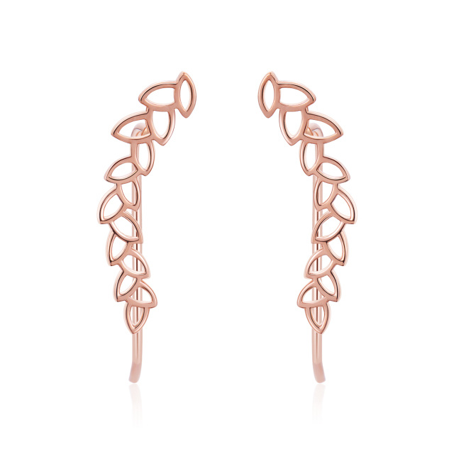 18K Rose Gold Leaves Climber Earrings-1