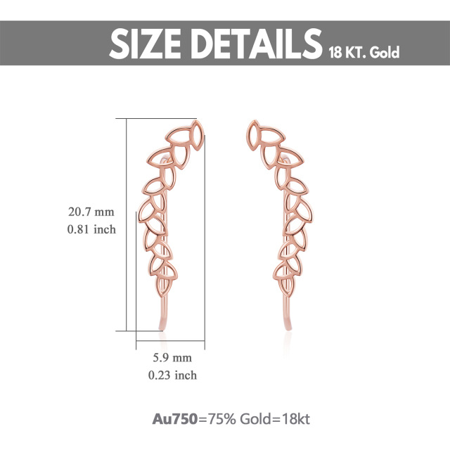 Orecchini rampicanti con foglie in oro rosa 18 carati-5