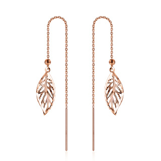 10K Rose Gold Leaves Drop Earrings-1