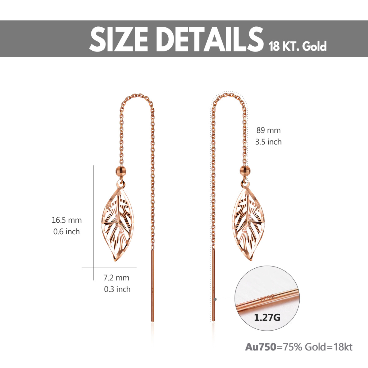 18K Rose Gold Leaves Drop Earrings-6