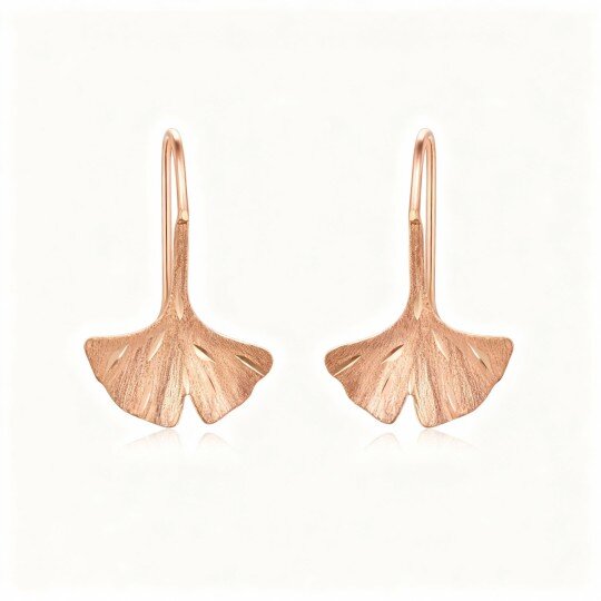 10K Rose Gold Leaves Drop Earrings