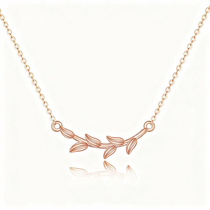 Naszyjnik z wisiorkiem w kształcie liści wykonany z 10-karatowego różowego złota-1