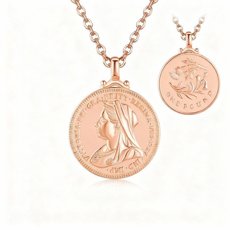 Collier pendentif feuilles en or rose 14 carats-1