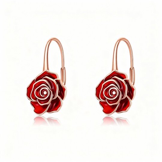 10Kローズゴールド ローズ レバーバック イヤリング
