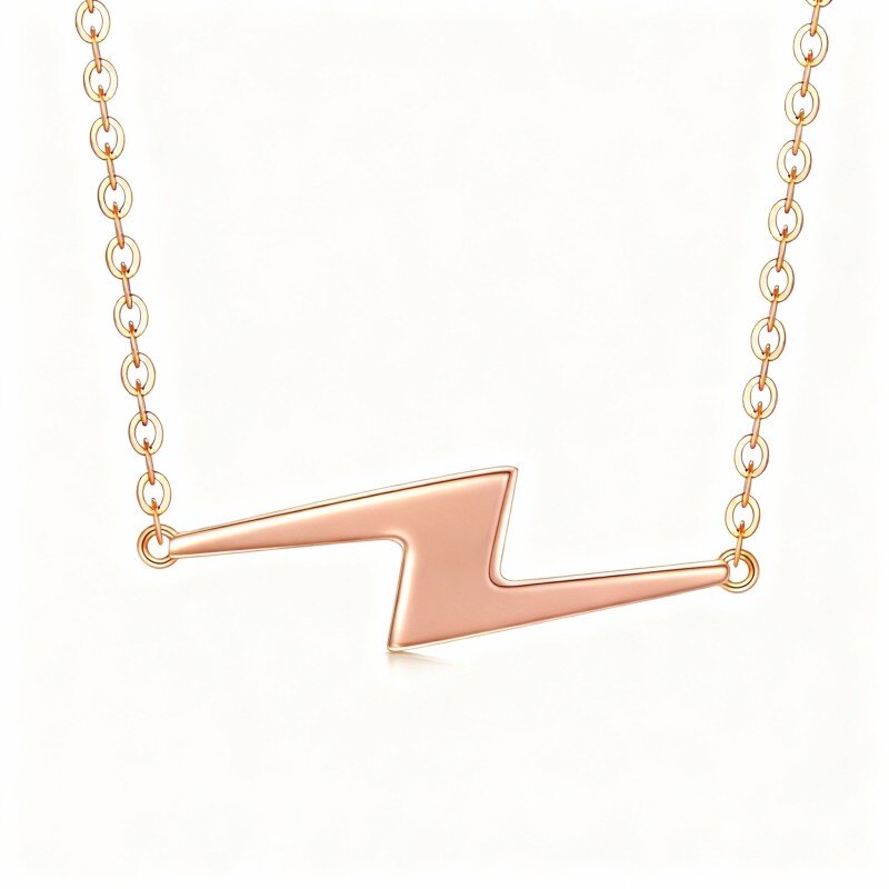 Collar con colgante de rayo en oro rosa de 14 quilates-1