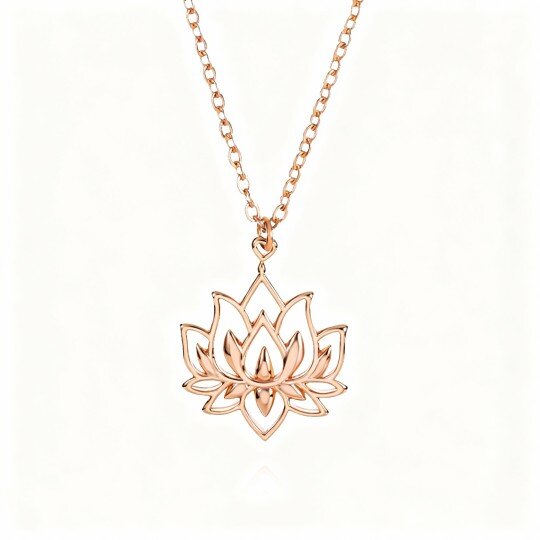 10K Rose Gold Lotus Pendant Necklace