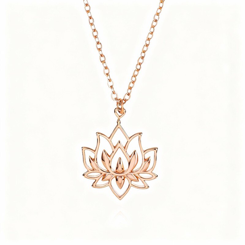 10K Rose Gold Lotus Pendant Necklace-1