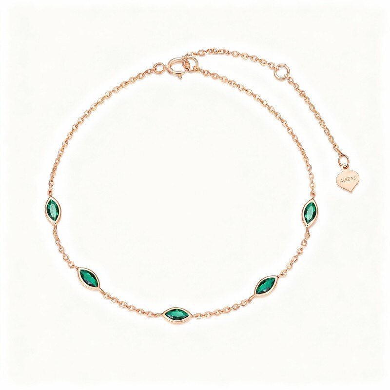 سوار سحري للزوجين من الذهب الوردي عيار 18 قيراطًا مرصع بالزركونيا المكعبة بقطع ماركيز-1