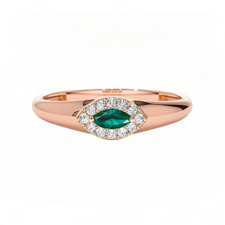10K Rose Gold Marquise Cut Halo Setting Ring-3