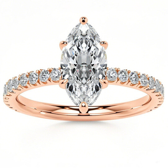 10K Rose Gold Marquise Cut Moissanite Engagement Ring