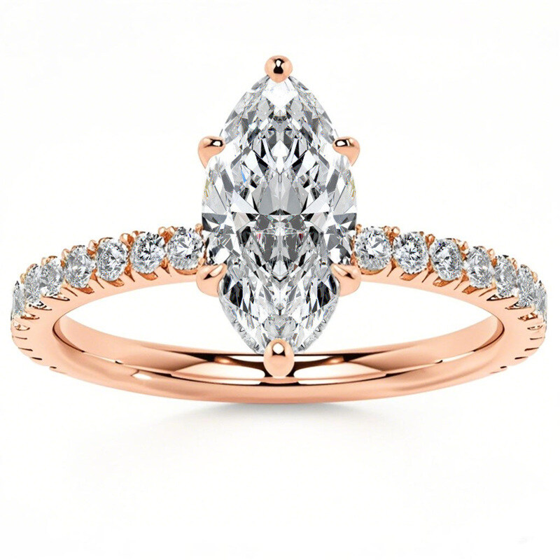 10K Rose Gold Marquise Cut Moissanite Engagement Ring-1