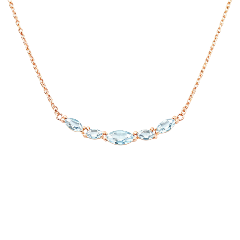 Collar con colgante de topacio talla marquesa en oro rosa de 14 quilates-1