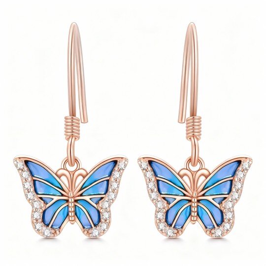 10K Rose Gold Moissanite Butterfly Drop Earrings