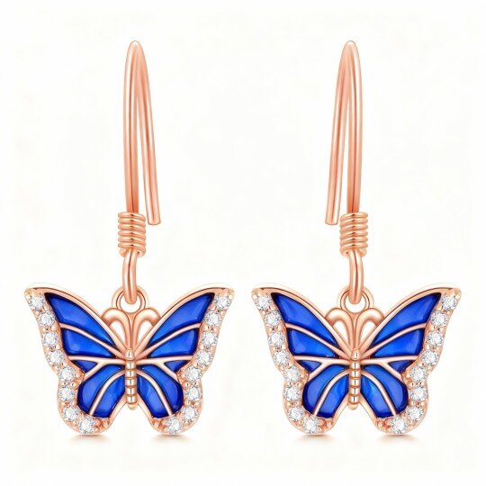 10K Rose Gold Moissanite Butterfly Drop Earrings