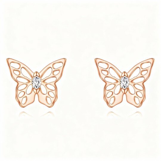10K Rose Gold Moissanite Butterfly Stud Earrings