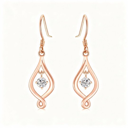 9K Rose Gold Moissanite Celtic Spiral Knot Earring Sets