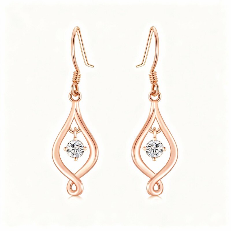 9K Rose Gold Moissanite Celtic Spiral Knot Earring Sets-1