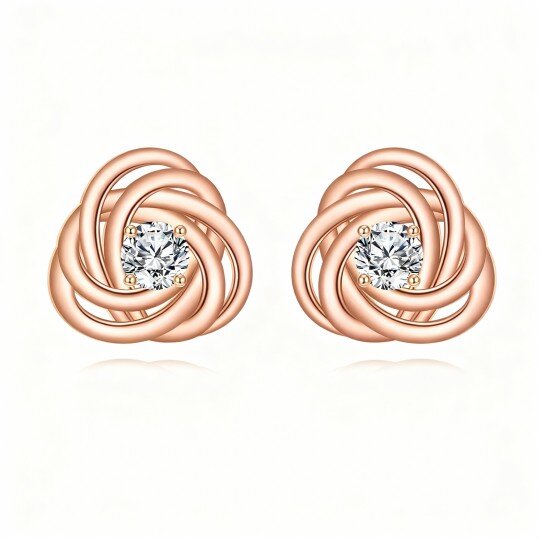 Kolczyki z moissanitem w kształcie spirali celtyckiej z 10-karatowego różowego złota
