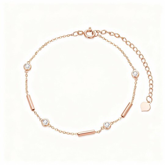 10K Rose Gold Moissanite Chain Bracelet