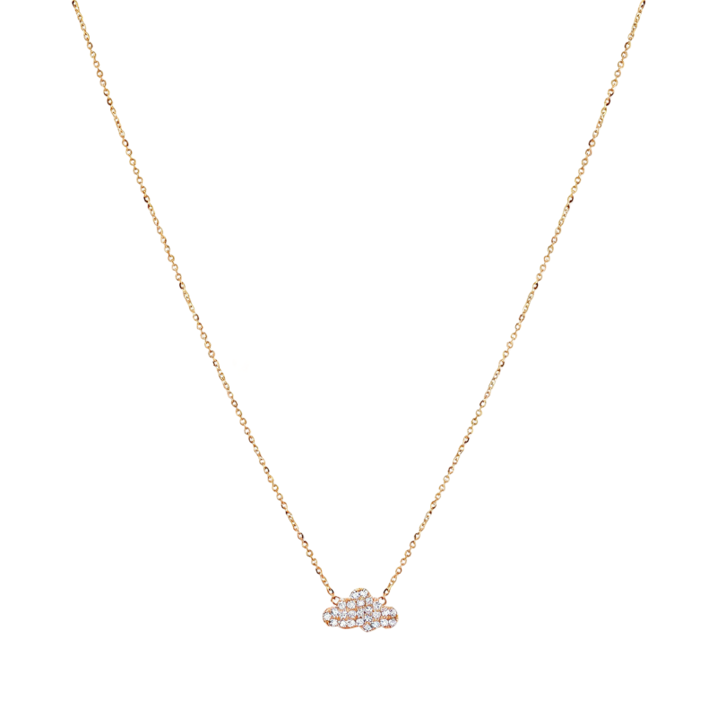 Collar con colgante de nube de moissanita en oro rosa de 10 quilates-1