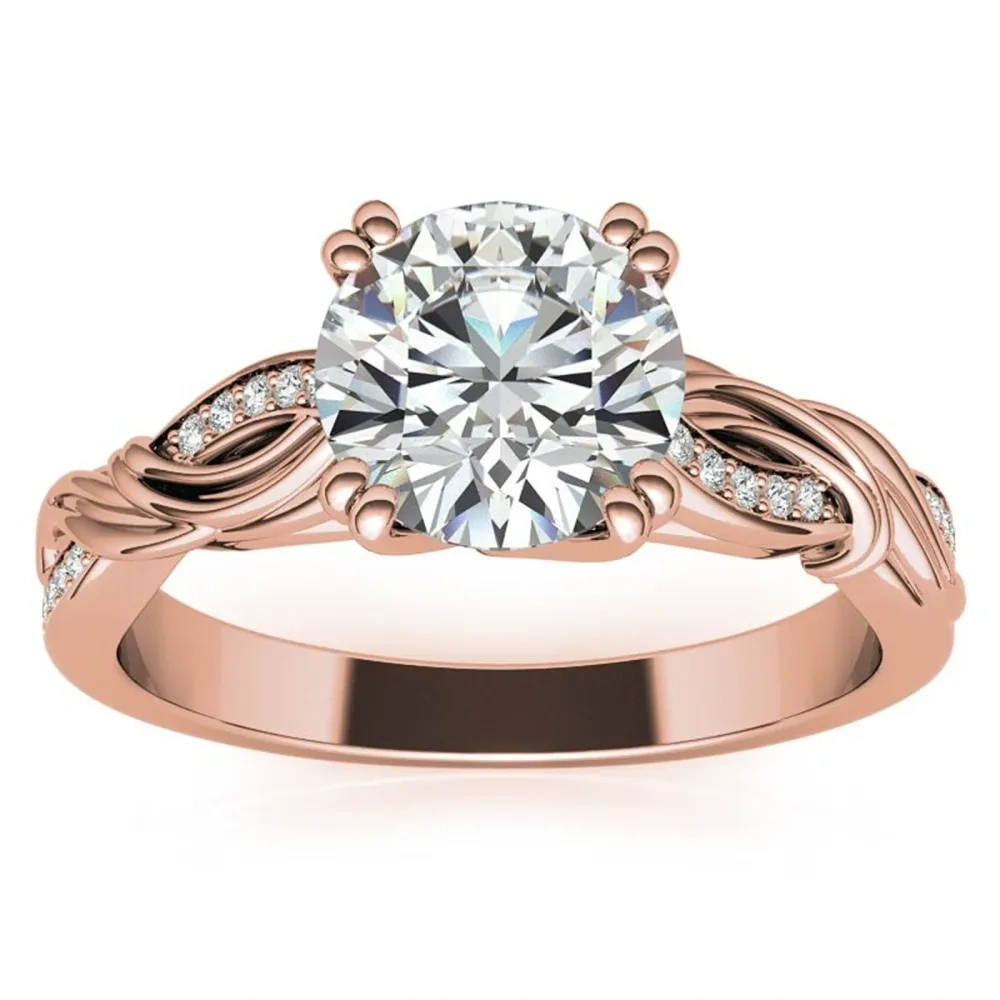 Bague de fiançailles en argent sterling avec bague de fiançailles en moissanite plaquée or rose-1