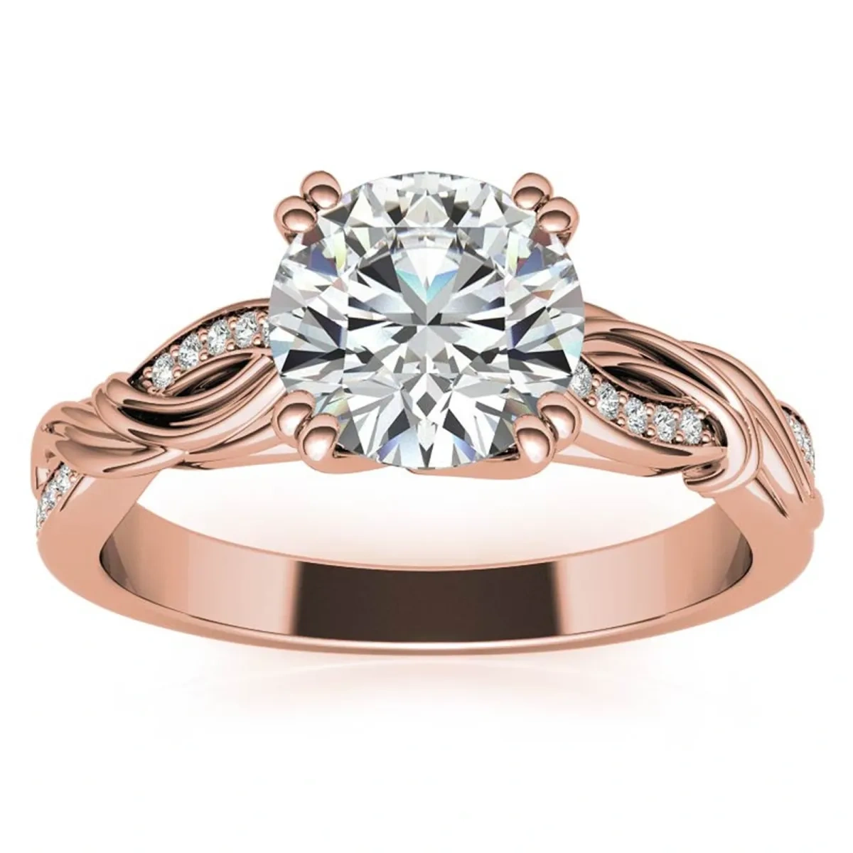 18K Rose Gold Moissanite Couple Engagement Ring-1