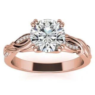 Sterling Silver with Rose Gold Plated Moissanite Couple Engagement Ring-36