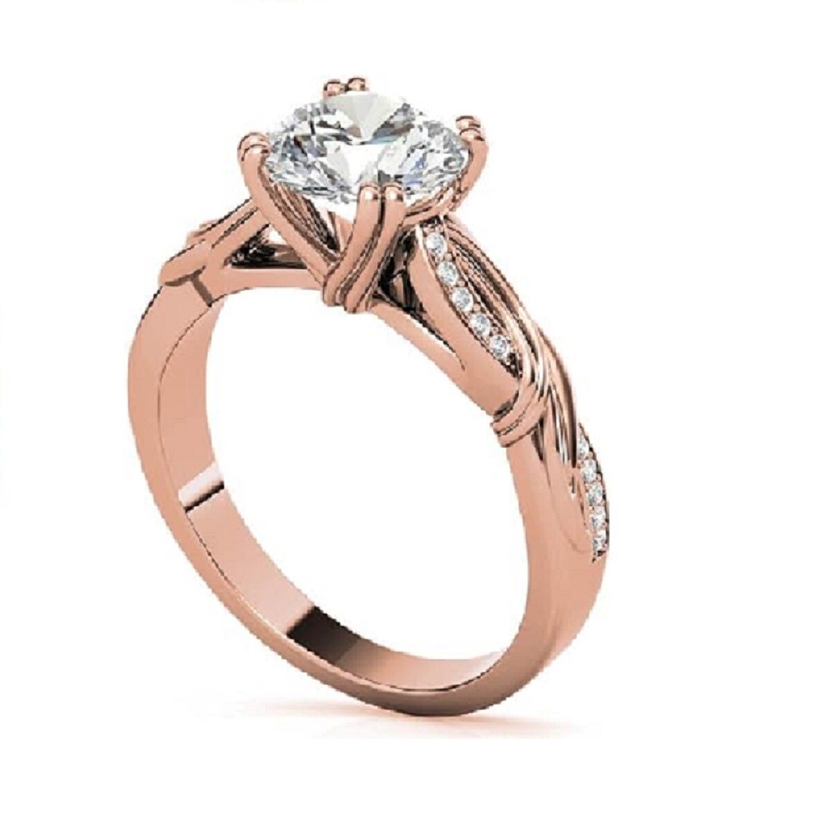 Sterling Silver with Rose Gold Plated Moissanite Couple Engagement Ring-4