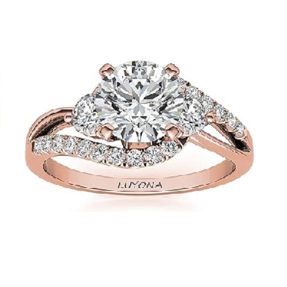 Prata esterlina com anel de noivado de casal Moissanite banhado a ouro rosa-1