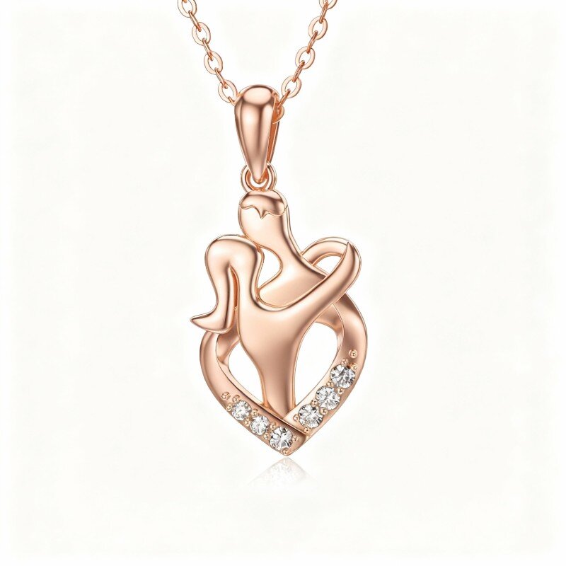 18K Rose Gold Moissanite Couple Pendant Necklace-1
