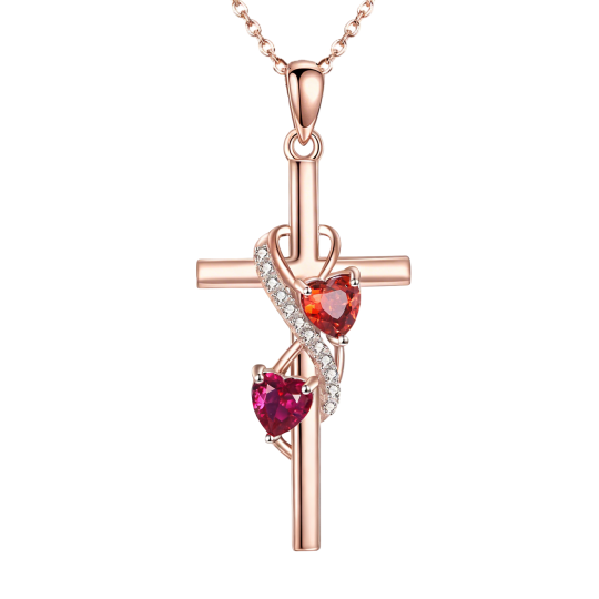 10K Rose Gold Moissanite Cross & Infinity Symbol Pendant Necklace