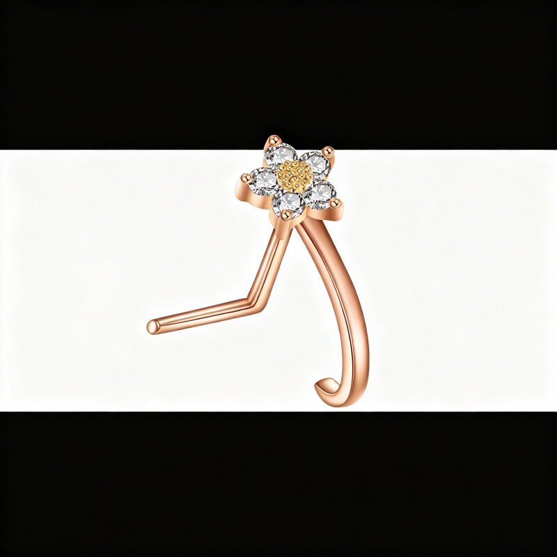 18K roségouden moissanite madeliefjesneusring-1