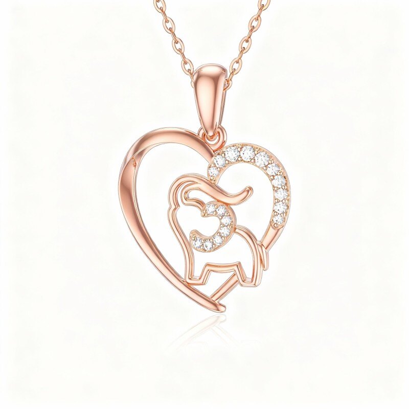 Naszyjnik z wisiorkiem w kształcie słonia z 14-karatowego różowego złota z moissanitem-1