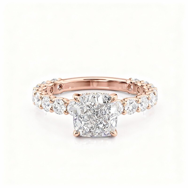 18Kローズゴールド モアッサナイト エンゲージリング-1