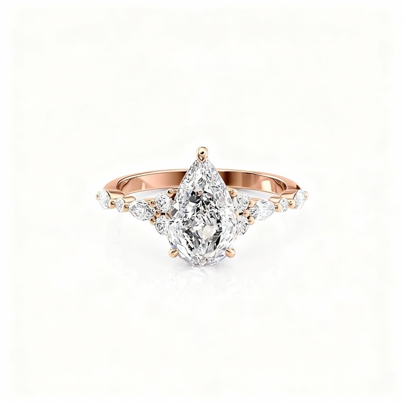 14Kローズゴールド モアッサナイト エンゲージリング-1