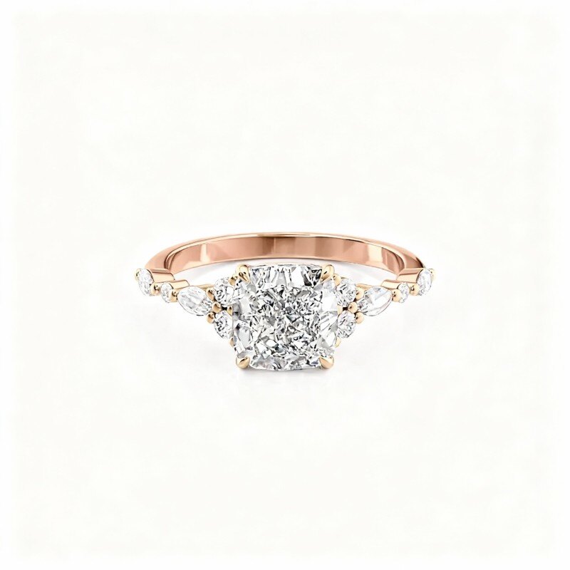 18Kローズゴールド モアッサナイト エンゲージリング-1