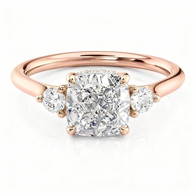 14Kローズゴールド モアッサナイト エンゲージリング-1