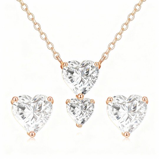 10K Rose Gold Moissanite Heart Pendant Necklace